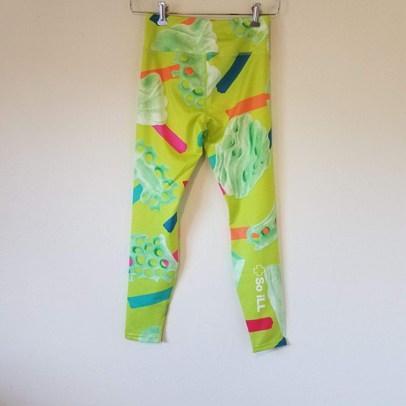 So iLL Women's Medium M Rock Climbing Holds Neon Green Polyester Leggings - Picture 5 of 10